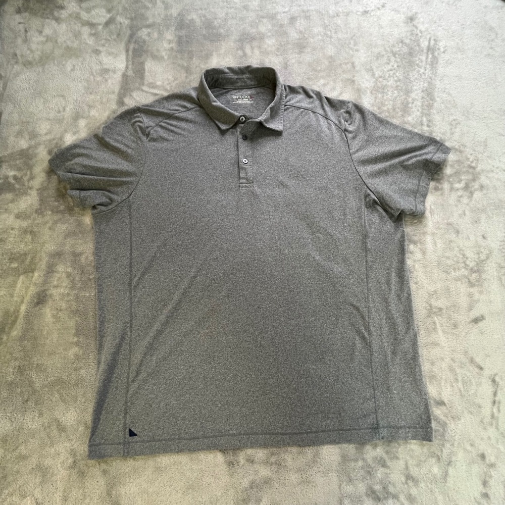 UNTUCKit Polo Shirt Mens XXL Gray Short Sleeve Stretch Performance Heathered
